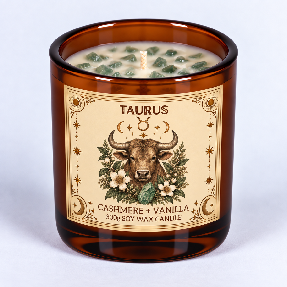 Taurus - Zodiac Crystal Infused Soy Wax Candle 300g