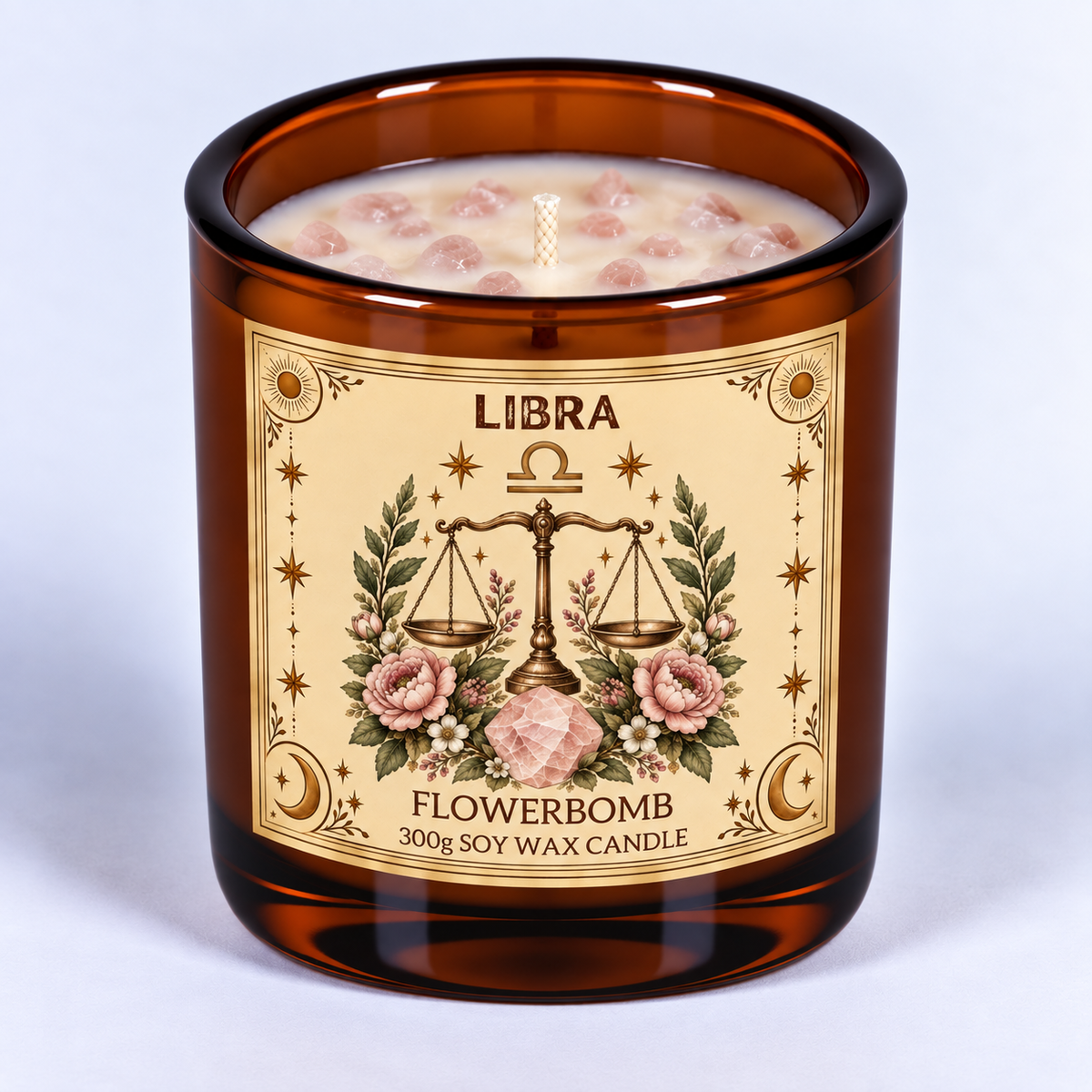 Libra - Zodiac Crystal Infused Soy Wax Candle 300g