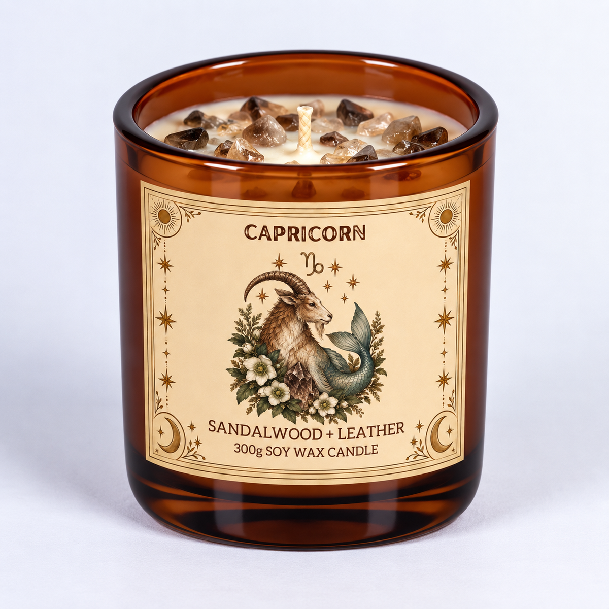 Capricorn - Zodiac Crystal Infused Soy Wax Candle 300g