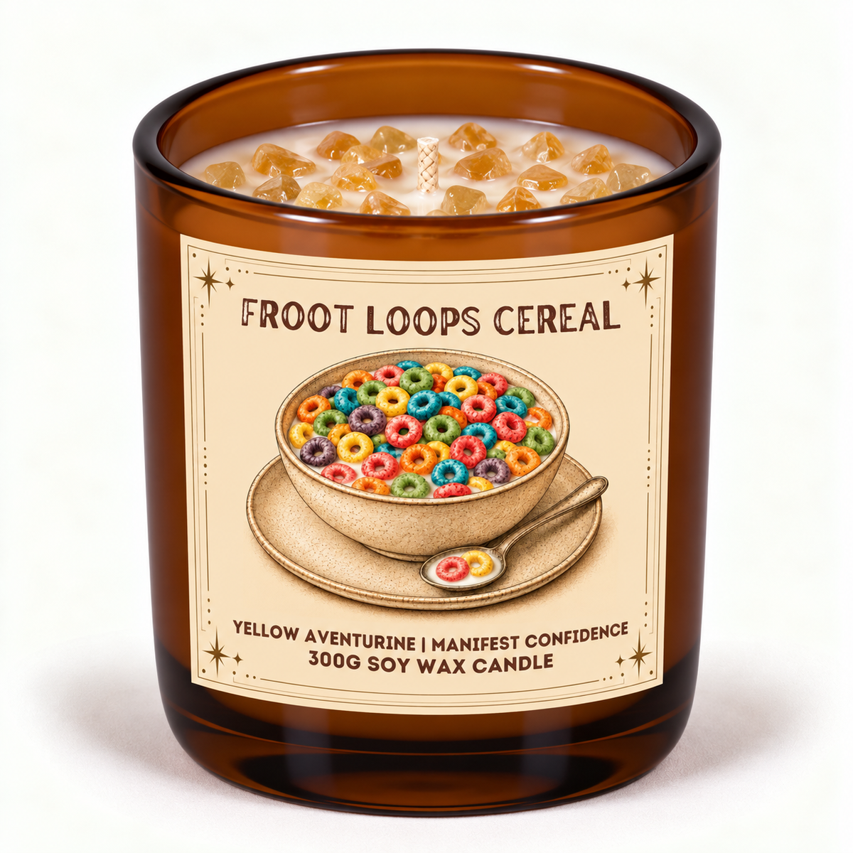 Froot Loops Cereal - 300g Crystal Infused Soy Wax Candle