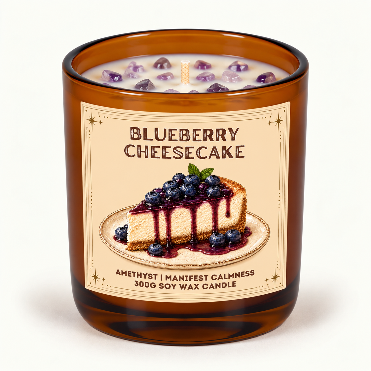 Blueberry Cheesecake - 300g Crystal Infused Soy Wax Candle