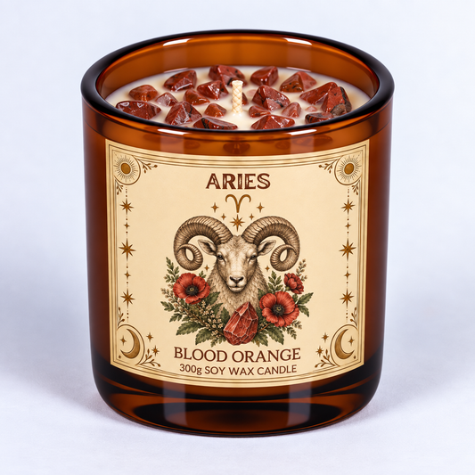 Aries - Zodiac Crystal Infused Soy Wax Candle 300g