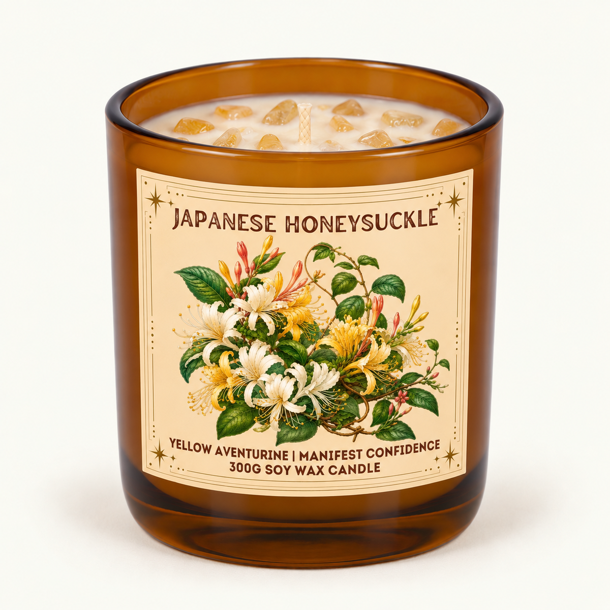 Japanese Honeysuckle - 300g Crystal Infused Soy Wax Candle