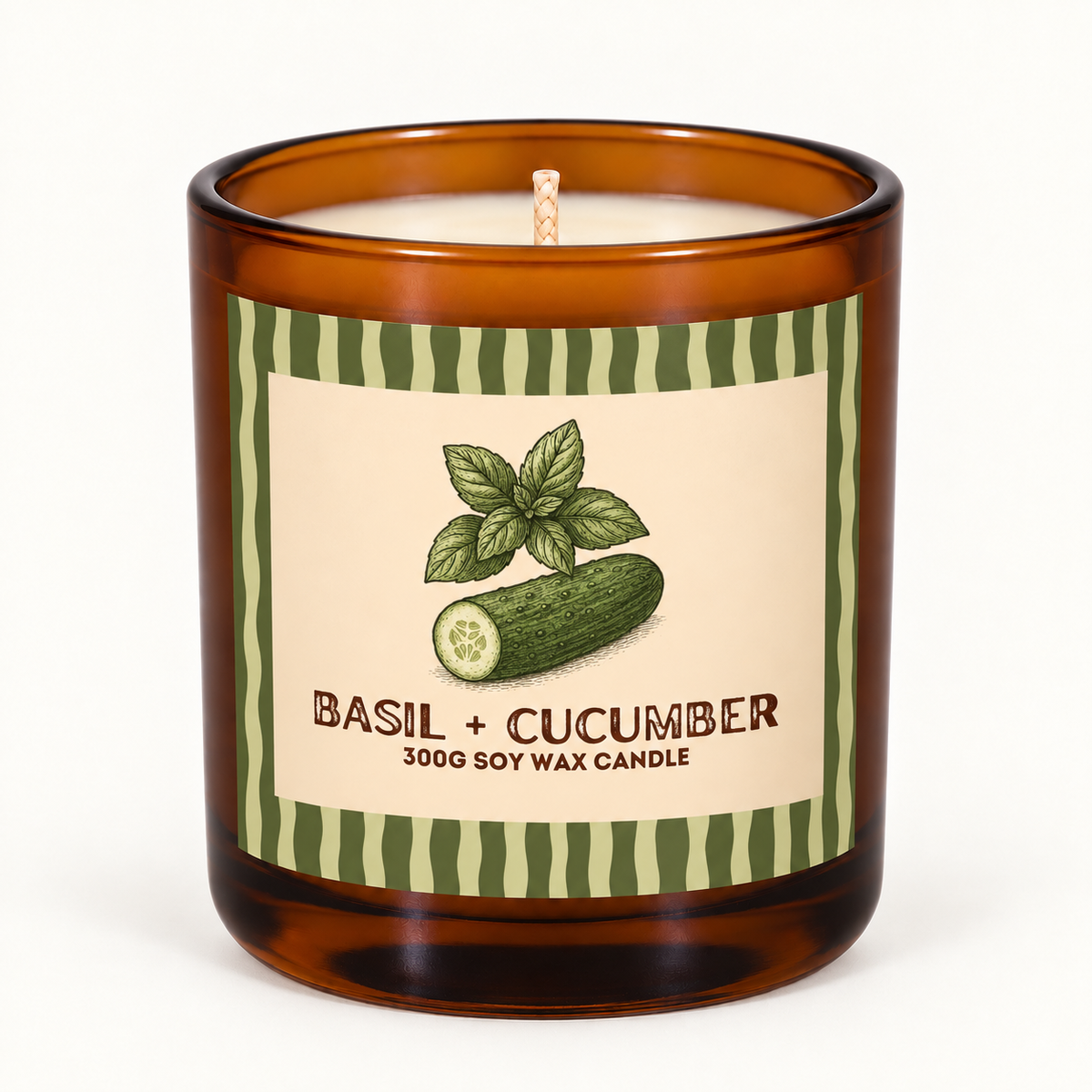 Basil + Cucumber - 300g Soy Wax Candle (Copy)