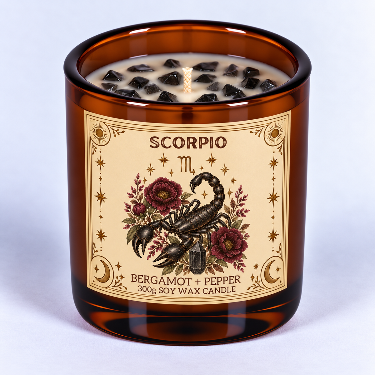 Scorpio - Zodiac Crystal Infused Soy Wax Candle 300g
