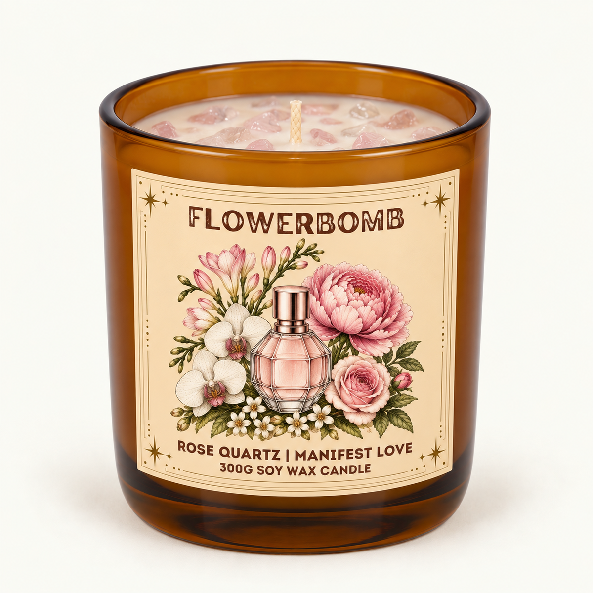 Flowerbomb - 300g Crystal Infused Soy Wax Candle