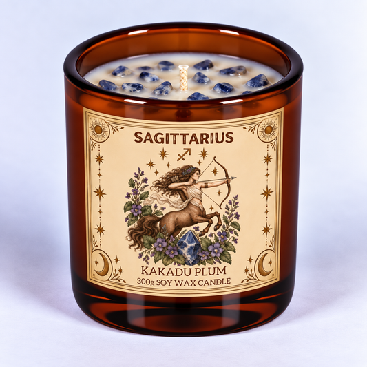 Sagittarius - Zodiac Crystal Infused Soy Wax Candle 300g