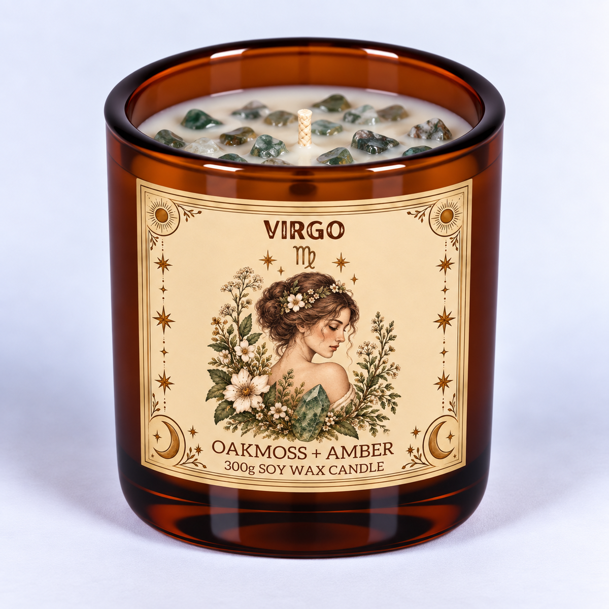 Virgo - Zodiac Crystal Infused Soy Wax Candle 300g