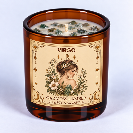 Virgo - Zodiac Crystal Infused Soy Wax Candle 300g