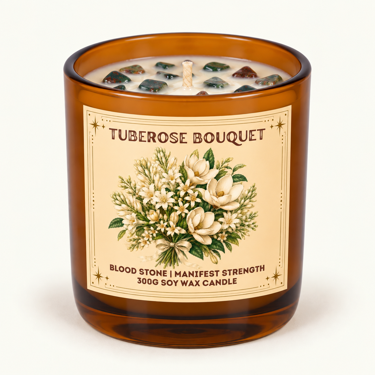 Tuberose Bouquet - 300g Crystal Infused Soy Wax Candle